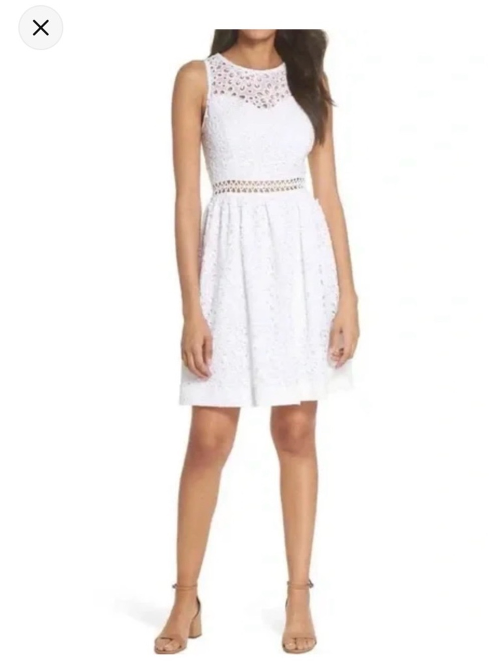 Lilly Pulitzer Alivia White Eyelet Sleeveless Fit-and-Flare Dress